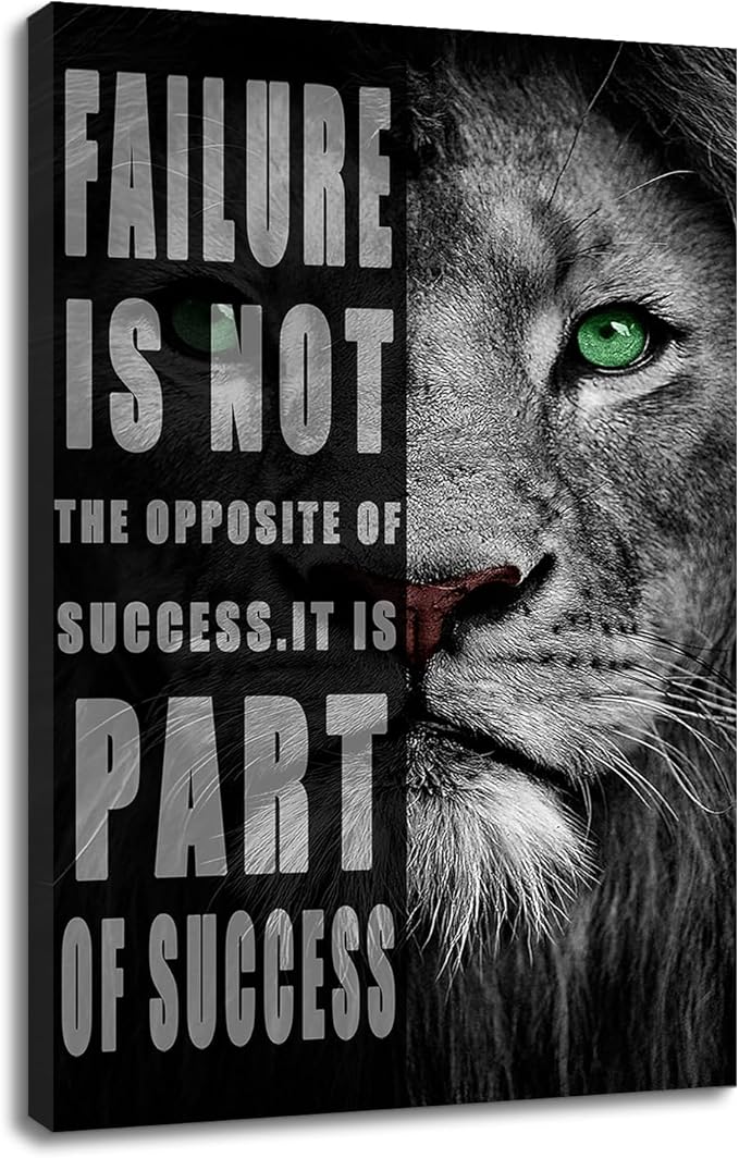 Lion Wall Art Inspirational picture Entrepreneur Quotes Motivational Animal Painting Poster Print on Canvas Wall Artwork for Living Room Bedroom Office Framed Ready to Hang [12''W x 18''H]