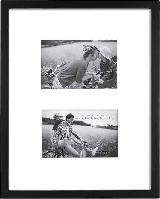 MCS East Village 11x14 Matted Picture Frame with Two 4x6 Photo Openings, Black Wall Hanging Frame for Photos & Posters (1-Pack)