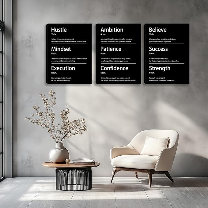 Motivational Wall Decor Paintings Inspirational Office Wall Decor Posters Prints 3 Pieces Bedroom Decor Living Room Office Canvas Picture Wall Painting Home Decoration Framed Artwork (60" Wx28 H)
