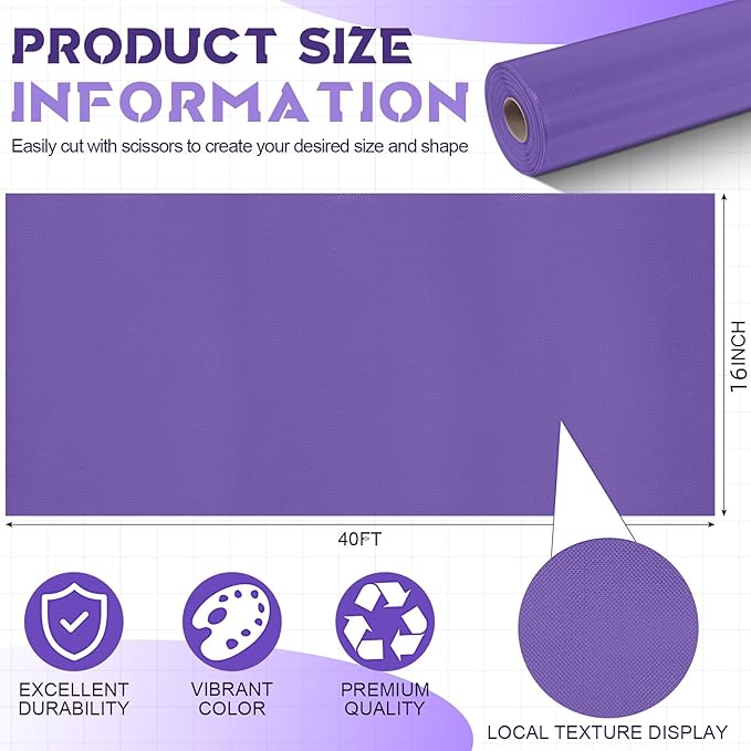 16 in x 40 Ft Fabric Bulletin Board Roll Classroom Non Woven Fabric Background Decorations Waterproof Wrinkle Resistant Bulletin Board for Back to School Wall Decor(Purple,Pure)