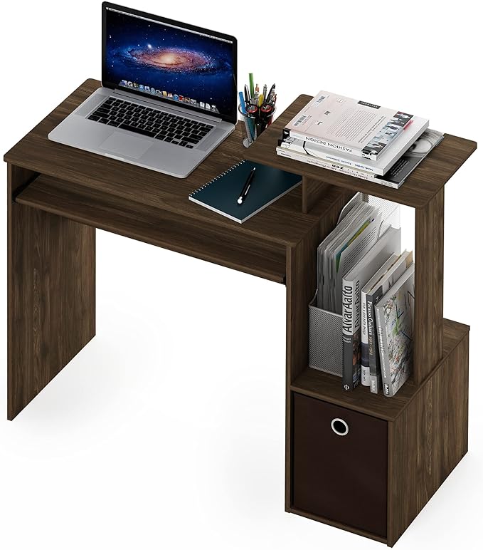 Furinno Econ Multipurpose Home Office Computer Writing Desk, Columbia Walnut/Dark Brown, 15.8"D x 39.4"W x 34.09"H