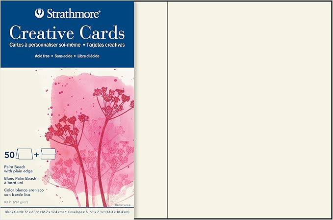 Strathmore (105-220-1 Full Size Creative Cards, Palm Beach/Plain Edge, 50 Envelopes