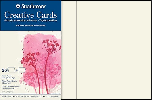 Strathmore (105-220-1 Full Size Creative Cards, Palm Beach/Plain Edge, 50 Envelopes
