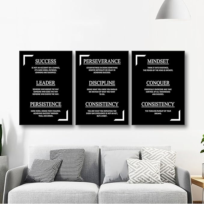 YSPCSUN Motivational Canvas Wall Art 3 Pieces Inspirational Entrepreneur Quote Picture Painting Positive Affirmations Print Poster for Office Gym Living Room Wall Decor Ready to Hang [60''Wx28''H]