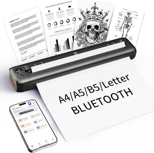 Rongta Portable Printer Wireless for Travel, Bluetooth Inkless Thermal Printers for 8.5" x 11" US Letter & A4 Size, Compatible with Android iOS Phone Mac Windows Laptop for Office & Home (Gray)