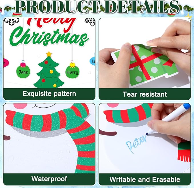 Christmas Bulletin Board Decorations Set Xmas Tree Snowman Snowflakes Ball Name Tag Cutouts Classroom Decor for Winter Holiday School Wall Decoration Supplies