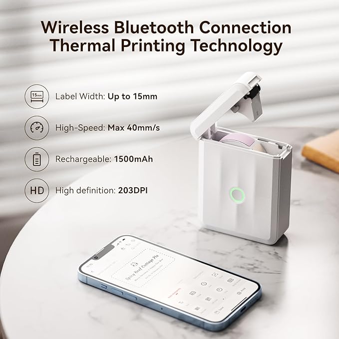 NIIMBOT Label Maker Machine with Tape, D110 New Version Mini Portable Bluetooth Thermal Printer, Sticker Maker Label Maker for Home Office Organization School, Light Gray