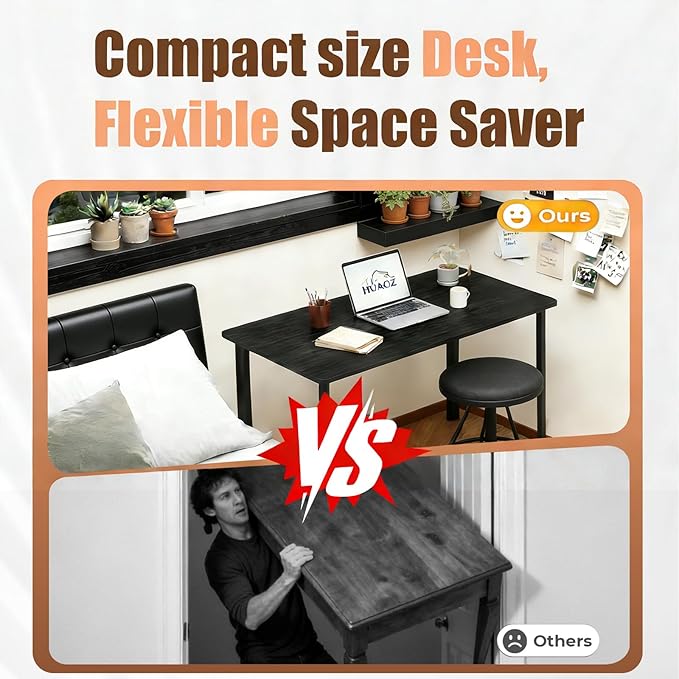 31.5" Folding Desk for Small Spaces, Foldable Computer Table for Home Office,Study,Bedroom,Dorm,Craft, Space Saving,Small Writing Work Office Compact Computer Desk,Easy Assembly,Black