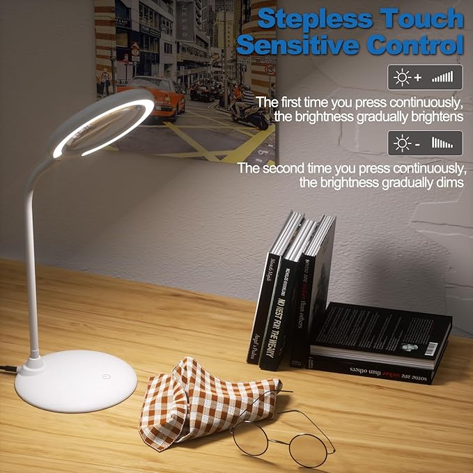 Magnifying Glass with Light and Stand, 5X Magnifying Lamp,Hands Free Desk Magnifying Glass,Desk Magnifiers with Light for Senior, Low Vision, Hobbies, Crafts