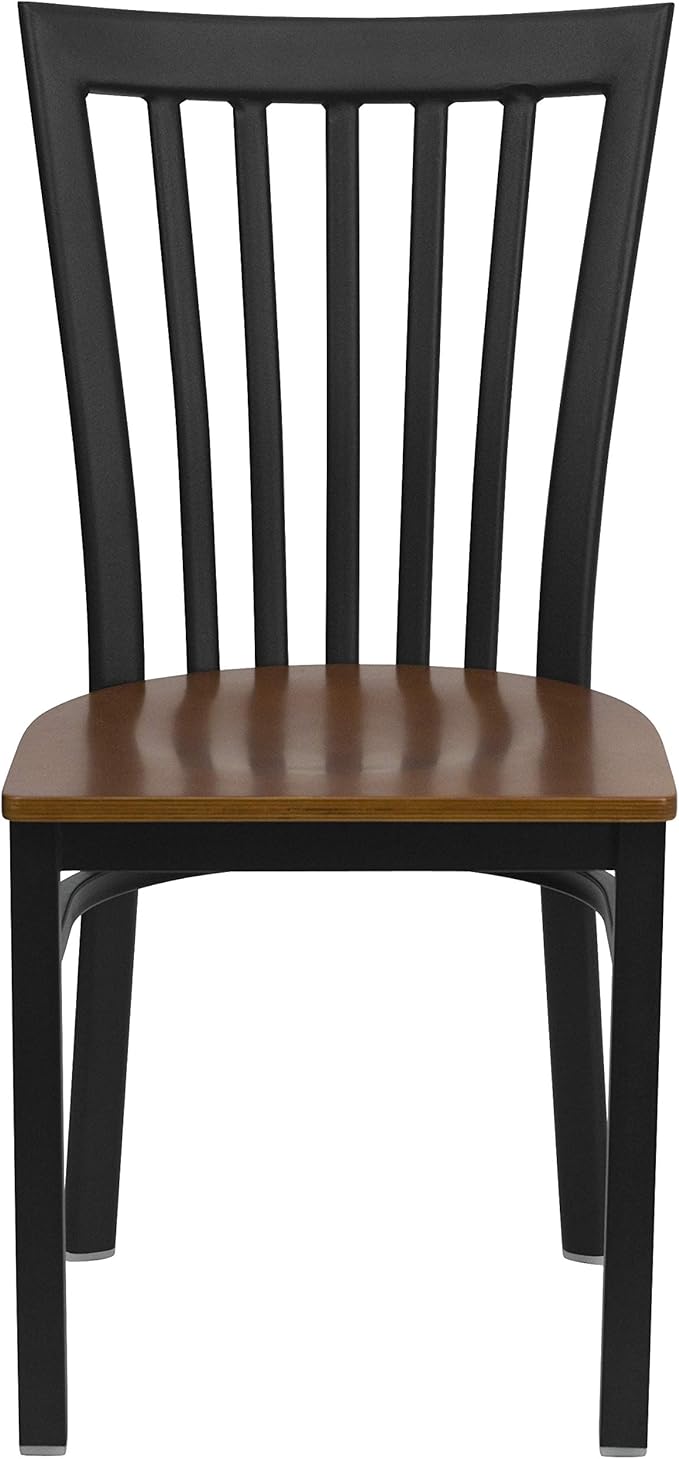 Flash Furniture 2 Pack HERCULES Series Black School House Back Metal Restaurant Chair - Cherry Wood Seat