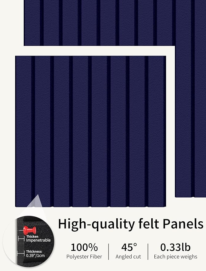 Large Bulletin Board 48"x 24" Cork Boards for Walls, 12 Pack Felt Wall Panels Photo Board, Cork Board for Office Home Pin Board