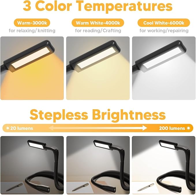 Neck Reading Light Book Lovers Gifts,Mothers Day Gifts for Wife Grandma Nana Rechargeable Book Light for Reading at Night in Bed Reading Accessories, Sewing Crochet Accessories Knitting Gifts for Mom