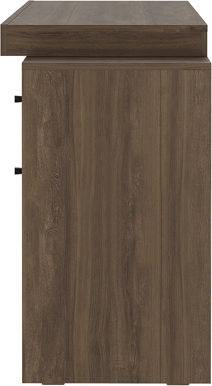 Expandable Desk with Storage Drawers & Open Shelf - Expands from 47 Inch to 57 Inch - Walnut Computer Desk with Printer Space - Modern Home Office Table with Drawers - Techni Mobili Blanco Collection