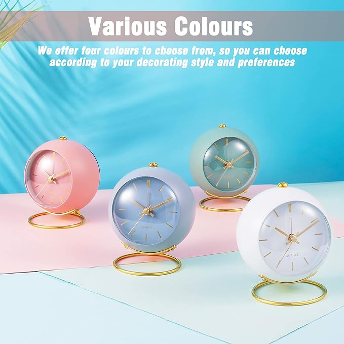 AYRELY® Battery Operated Desk Alarm Clocks with Light,Retro Silent No Ticking Analog Small Clock,Loud Table Clock for Bedside/Bedroom/Kitchen/Office/Travel/Kids/Room Decor Aesthetic Vintage(Pink)