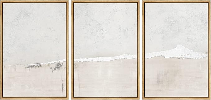 SIGNWIN Framed Canvas Print Wall Art Set Industrial Grunge White Gray Landscape Shapes Abstract Illustrations Modern Art Decorative Nordic Zen for Living Room, Bedroom, Office - 24"x36"x3 Natural