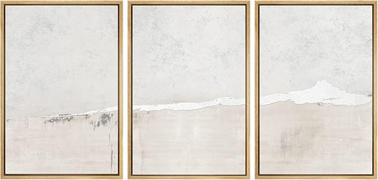 SIGNWIN Framed Canvas Print Wall Art Set Industrial Grunge White Gray Landscape Shapes Abstract Illustrations Modern Art Decorative Nordic Zen for Living Room, Bedroom, Office - 16"x24"x3 Natural