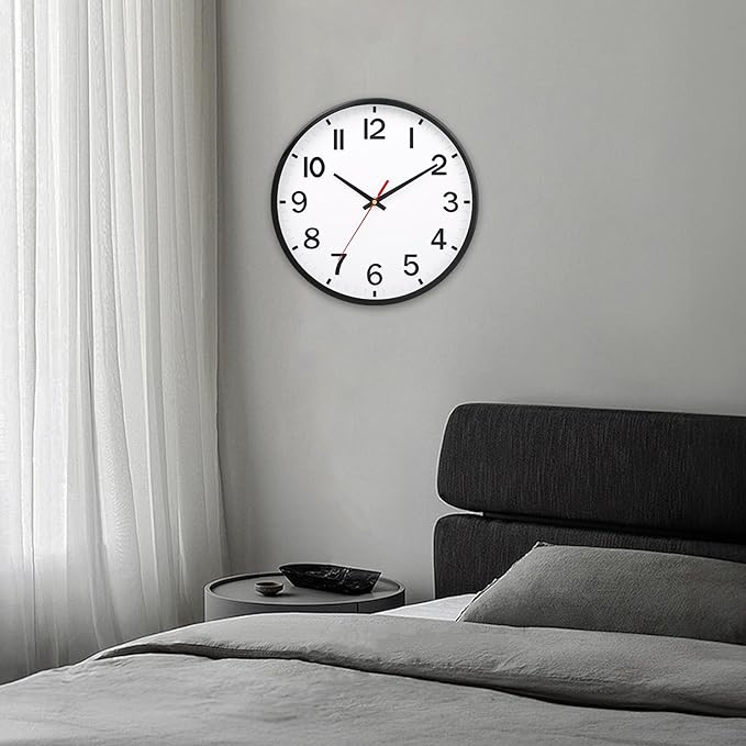 Wall Clocks 14 inch Modern Wall Clock Battery Operated Silent Non Ticking Wall Clock for Living Room Bedroom Office Kitchen Classroom Decor (Texture Gray White)