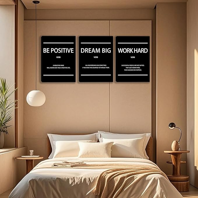 3 Panel Print Canvas Wall Art Motivational Office Wall Decor Painting Inspirational Posters Modern Inspiring Artwork for Home Living Room Bedroom Wall Decor Office Wall Art Ready to Hang - 72"Wx36"H