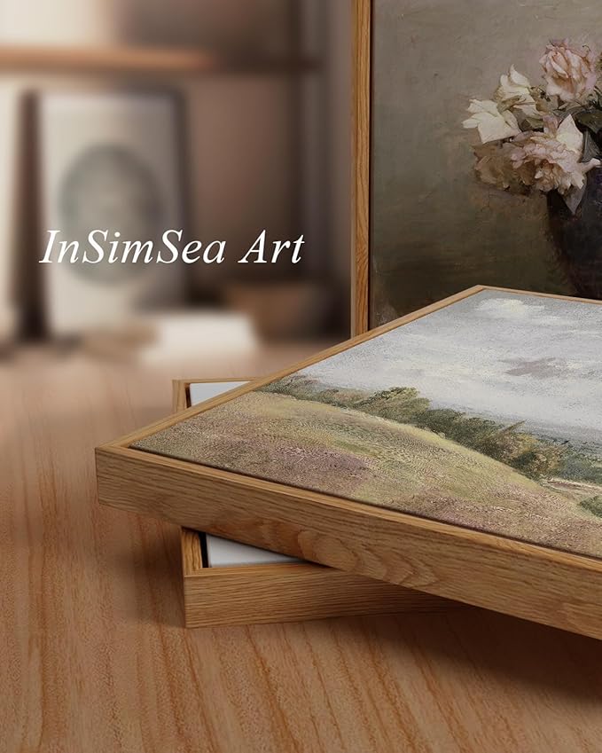 InSimSea Framed Canvas Prints Art Vintage Decor, Bushes Poplars Nature Landscape Paintings, Large Prints, Farmhouse Decor, Classical Wall Decorations for Bedroom Living Room Bathroom, 24"x36"