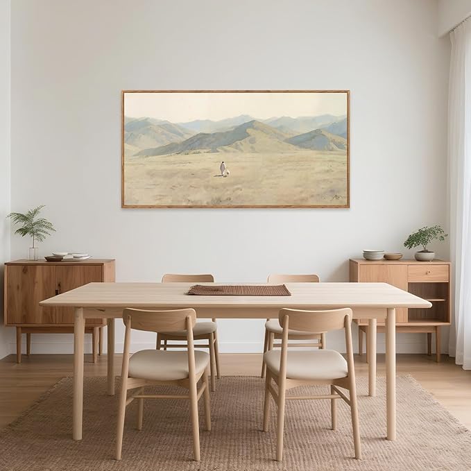 CHDITB Jesus Leaves The 99 Parable of The Lost Sheep Framed Canvas Wall Art(40"x20"), Boho Mountain Nature Landscape Artwork Prints, Large Religious Christian Bible Story Faith LDS Gift Decor for Home Office Bedroom