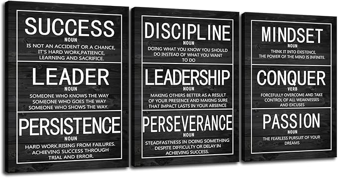 Motivational 3 Pieces Poster Inspirational Canvas Wall Art Prints Artwork for Living Room Office Modern Home Decor Inspiring Painting Pictures Stretched and Framed Ready to Hang [36''Wx 16''H]