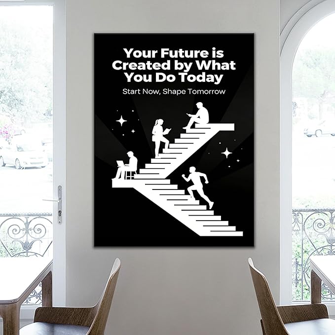 PSYYSP Large Inspirational Wall Art For Office Motivational Canvas Print Your Future Is Created By Today Framed Decor For Meeting Room Home Gym Professional Growth Success Mindset Huge 30x40 Inch