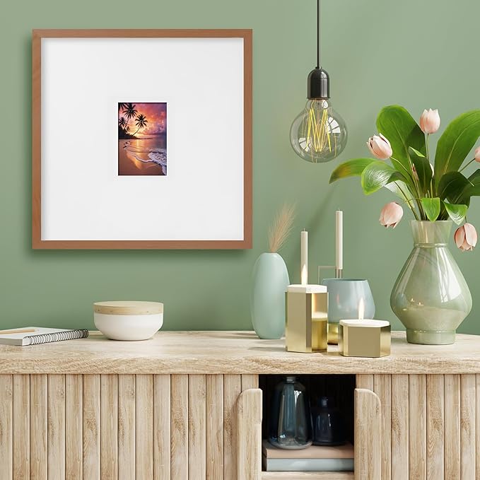 artisane home goods - Gallery Frame 1.0, Picture Frame, 18x18 Walnut, Gallery Wall Frame Set, Large Picture Frame, Oversized Mat (4x4, 4x6, and 5x7)
