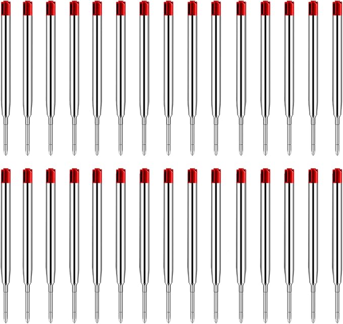 Origin-Joy 30 PCS Ink Pen Refills, Replaceable Ballpoint Pen Refills, 1mm Medium Tip (Red)