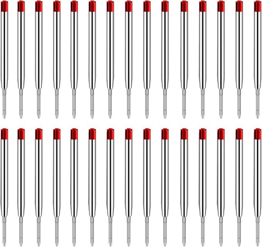 Origin-Joy 30 PCS Ink Pen Refills, Replaceable Ballpoint Pen Refills, 1mm Medium Tip (Red)