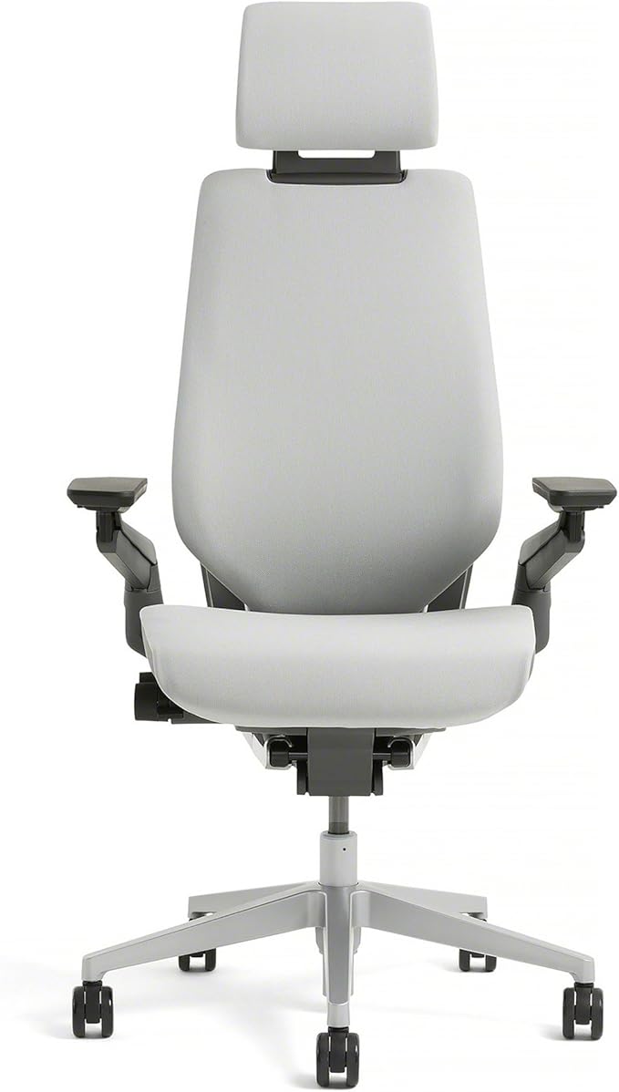 Steelcase Gesture Office Desk Chair with Headrest Cogent Connect Turmeric Fabric High Black Frame Hard Floor Caster Wheels Hard Floor Caster Wheels
