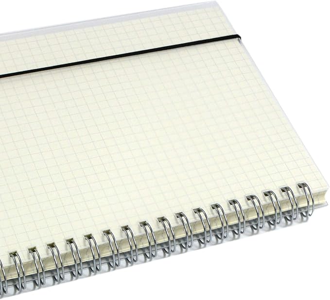 Yansanido Spiral Notebook, 4 Pcs 10.1 Inch x 7.6 Inch B5 Thick Plastic Translucent Frosting Hardcover Graph Paper 80 Sheets -160 Pages Journals for Study and Notes (B5 7.3"X 10"-Grid 4pcs)