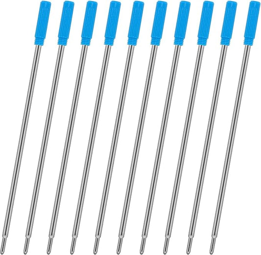 4.5'' Compatible Ballpoint Pen Refills 10 Pack, 1.0mm middle point nib delicate, smooth writing interchangeable ink filling (blue)