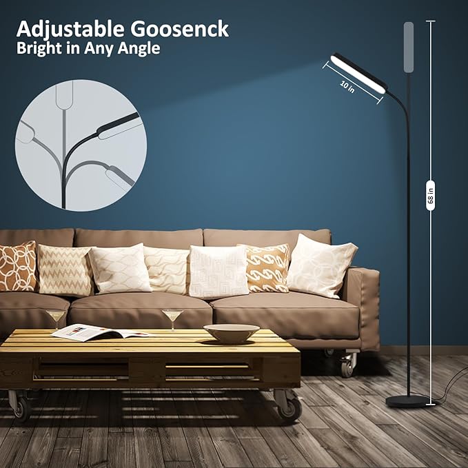Floor Lamps, RGB Color Changing Dimmer Bright LED Floor Lamp with Stepless Adjustable 3000K-6000K, Smart Remote Control Modern Standing Floor Lamp for Bedroom, Reading, Gaming Room