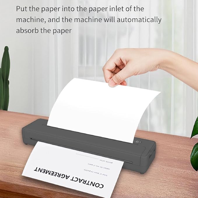 X8 Smart Thermal Printer, Bluetooth Wireless A4 Inkless Portable Printer with 203 DPI, for Home Office Mobile Printing (Black)
