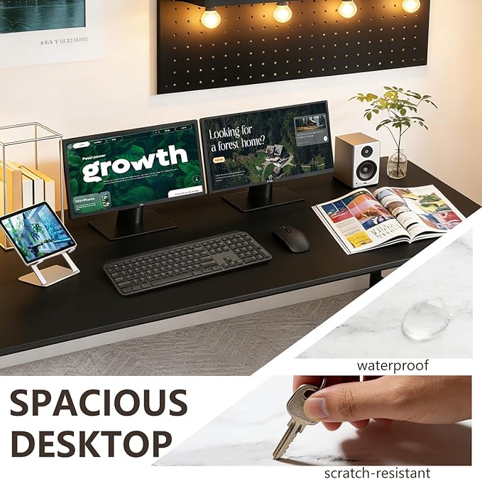 BestOffice Computer Desk,Home Office Desk, Modern Simple Style for Home Office Study Writing (Black, 55 Inch)