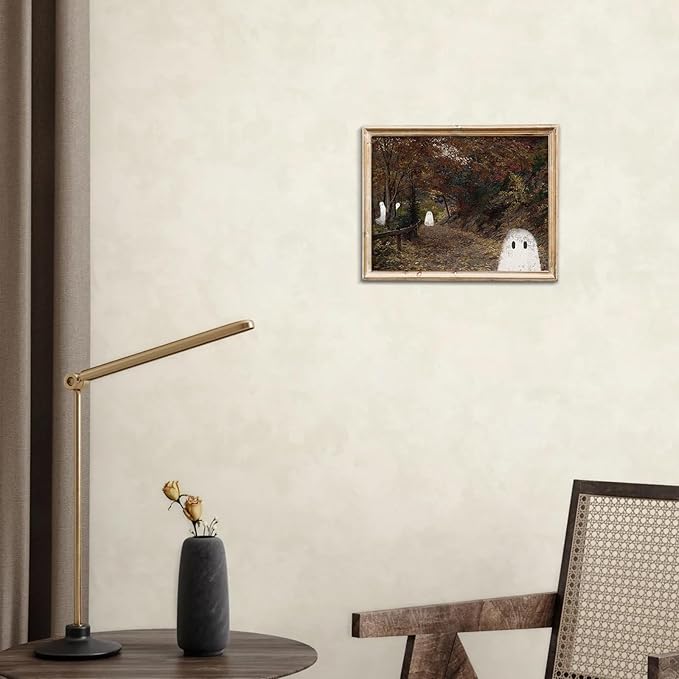uniro Vintage Halloween Ghots Canvas Wall Art Cute Ghost in Field Pictures Wall Decor Spooky Gothic Dark Academia Paintings Prints for Living Room Bedroom Bathroom, Halloween Home Wall Decor( 8" x 10"-UNFRAMED)
