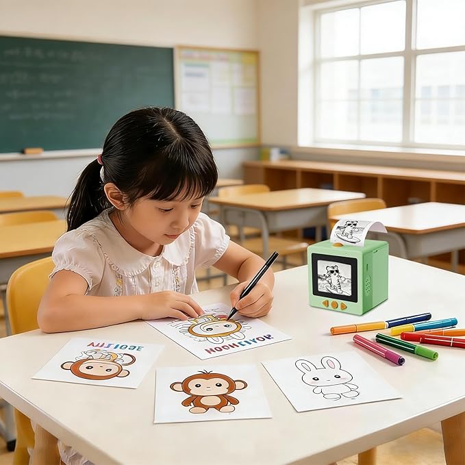 AI Voice Sticker Printer | Smart Mini Thermal Printer Box | AI Voice Control Label Sticker Maker Machine with Display | DIY Mini Photo Label Printers Smart Toy for Kids, Office & School