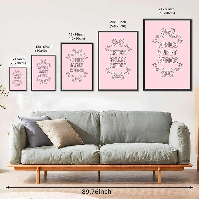 Framed Office Sweet Office Poster Canvas Print Art Modern Minimalist Aesthetic Wall Art Pictures Wall Decor Home Decor Office Apartment (black frame,16" Lx24 W)