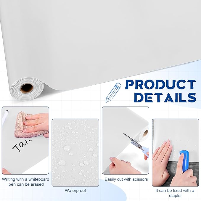 16 in x 40 Ft Fabric Bulletin Board Roll Classroom Non Woven Fabric Background Decorations Waterproof Wrinkle Resistant Bulletin Board for Back to School Wall Decor(White,Pure)
