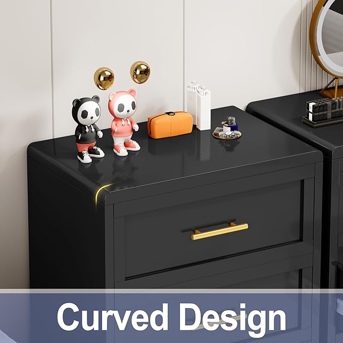 35.43" Tall Dresser for Bedroom 3 Drawers, Metal Dresser Chest of Drawers, Circular Drawer Cabinet for Home,Filing Cabinet with Drawers for Office (White)