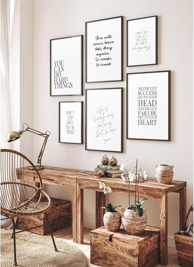 Office Inspirational Wall Art Decor Motivational Quotes Canvas Wall Art Positive Classroom Posters Pictures Office Inspirational Work Artwork for Women Home Bedroom 12x16 Inch Unframed Set of 6