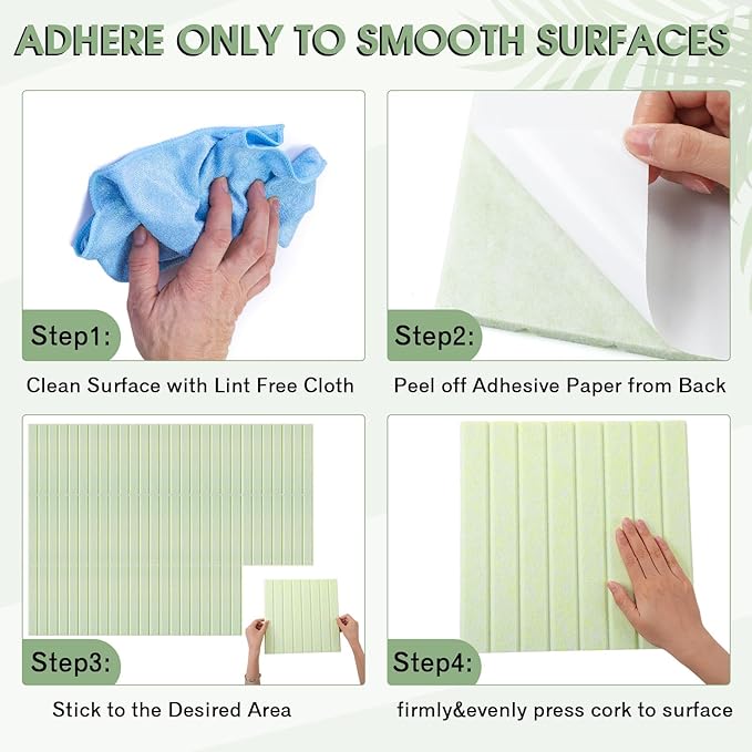 Honoson 12 Pack 47" x 35" Large Cork Board Alternative Felt Bulletin Board Wall Tiles with Safe Square Adhesive Large Roll Cork Tiles for Walls Organize Home Office Classroom Pin Panels(Sage Green)