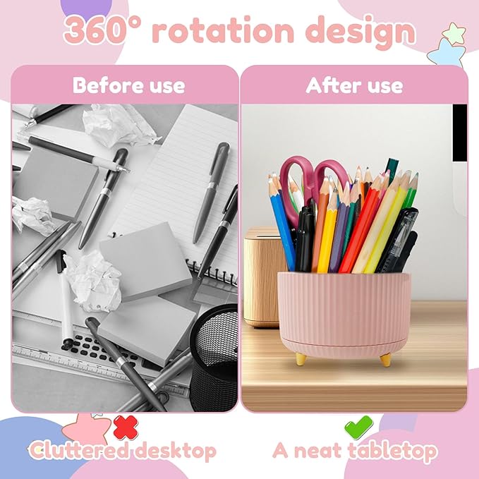 Office Supply Set, Practical Desk Accessories Set, Portable Desk Office Supply Sets Tape Dispenser, Convenient Offices Desks Accessories with 360° Pen Holder Staples Scissor for Offices Home Best Gift