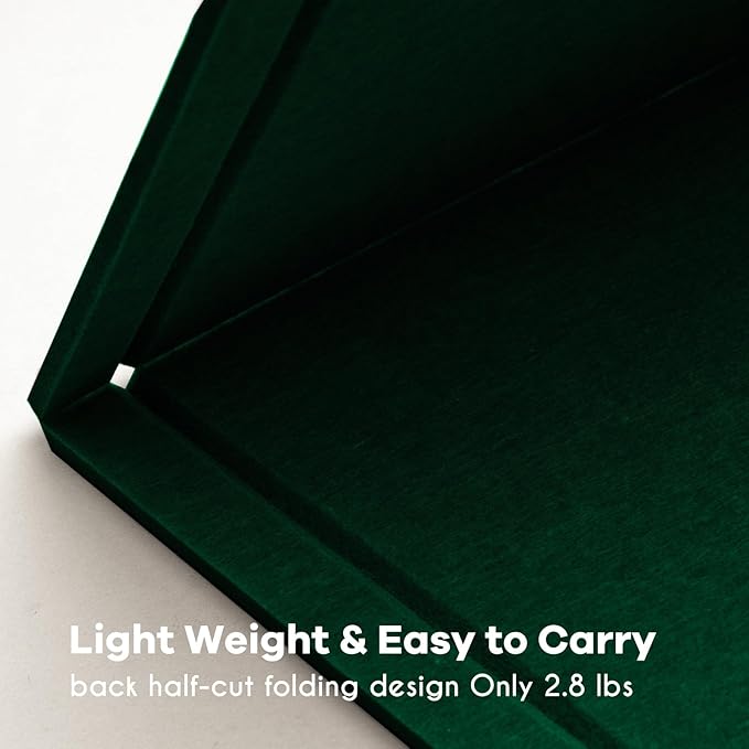 Large Bulletin Board - 48 x 36 Inches, Decorative Felt Pin Board for Wall - 4' x 3' Foldable Photo Display Board with Self-Adhesive Tape, Includes 20 Push Pins - Dark Green