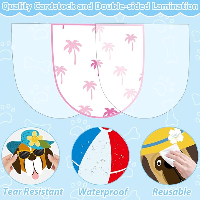 Summer Dog Bulletin Board Decorations Hawaiian Dog Theme Classroom Back to School Bulletin Board Border Set Cute Puppy Pet Dog Paw Paper Cutouts for School Chalkboard Supplies Wall Decor