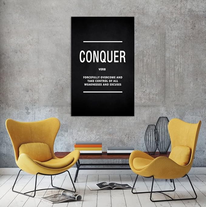 Yatsen Bridge Motivational Wall Art Pictures Inspirational Posters Prints on Canvas Conquer Verb Inspiring Entrepreneur Quotes Office Wall Painting Artwork Home Office Decorstions Framed (28" Wx44 H)