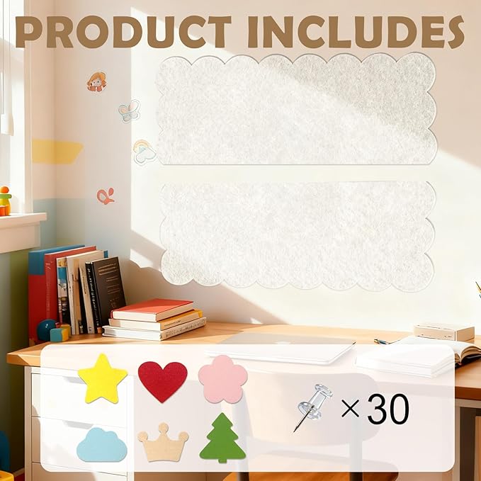 Felt Bulletin Board 36"×24" Large Pin Cork Boards for Walls Decor(with 30 Pcs Push Pins) Picture Photo Wall Display Notice Vision Board Office Supplies Accessories Kitchen,Classroom,Home,Room Decor