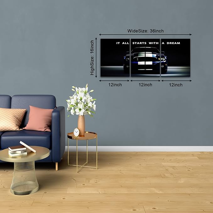 KAWAHONE Motivational Canvas Wall Art - It All Starts with A Dream,Office Inspirational Poster Prints Quotes Wall Decor Gallery-Wrapped Frame Ready to Hang