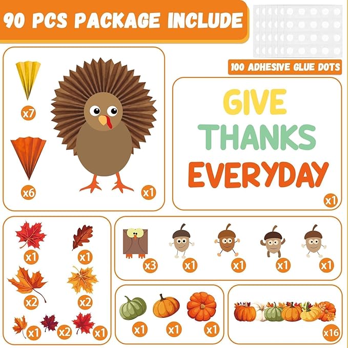 Thanksgiving Turkey Bulletin Board Set Autumn Turkey Bulletin Board Classroom Decoration Fall Maple Leaf Give Thanks Everyday Cutouts for Fall Thanksgiving Classroom School Wall Decor