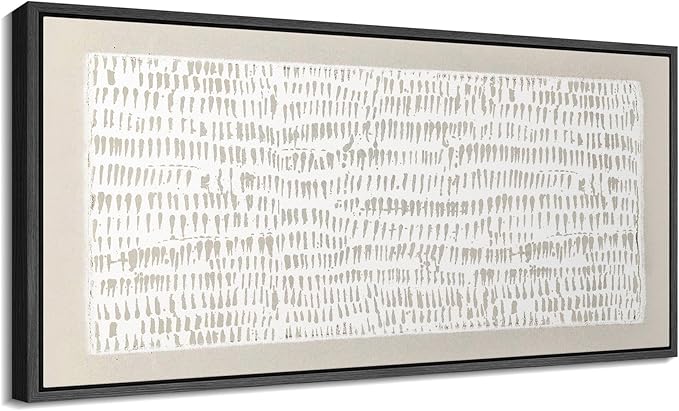 SIGNFORD Extra Large Framed Canvas Minimalist Beige Tribal Pattern Illustrations Modern Art Calm Warm for Living Room, Bedroom, Office - 60"x30"